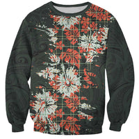 Hawaii Tartan With Hibiscus Sweatshirt Polynesian Pattern Vintage LT9 Unisex Dark Green - Polynesian Pride