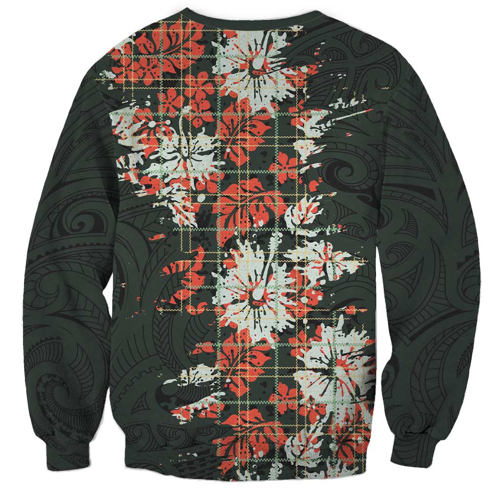 Hawaii Tartan With Hibiscus Sweatshirt Polynesian Pattern Vintage LT9 - Polynesian Pride