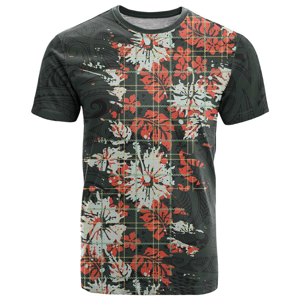 Hawaii Tartan With Hibiscus T Shirt Polynesian Pattern Vintage
