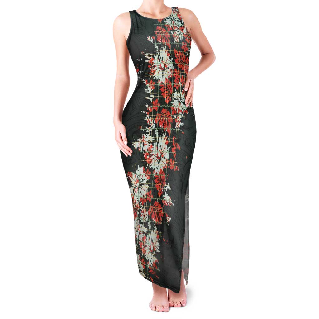 Hawaii Tartan With Hibiscus Tank Maxi Dress Polynesian Pattern Vintage LT9 Women Dark Green - Polynesian Pride