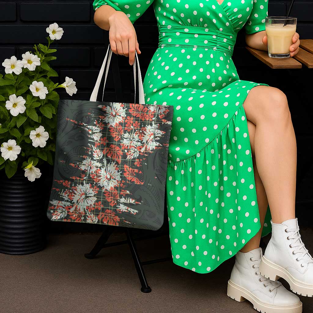 Hawaii Tartan With Hibiscus Tote Bag Polynesian Pattern Vintage LT9 - Polynesian Pride