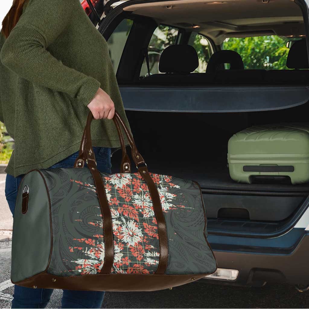 Hawaii Tartan With Hibiscus Travel Bag Polynesian Pattern Vintage LT9 - Polynesian Pride