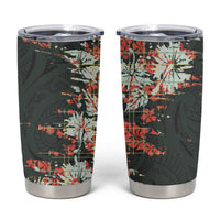 Hawaii Tartan With Hibiscus Tumbler Cup Polynesian Pattern Vintage LT9 Dark Green - Polynesian Pride