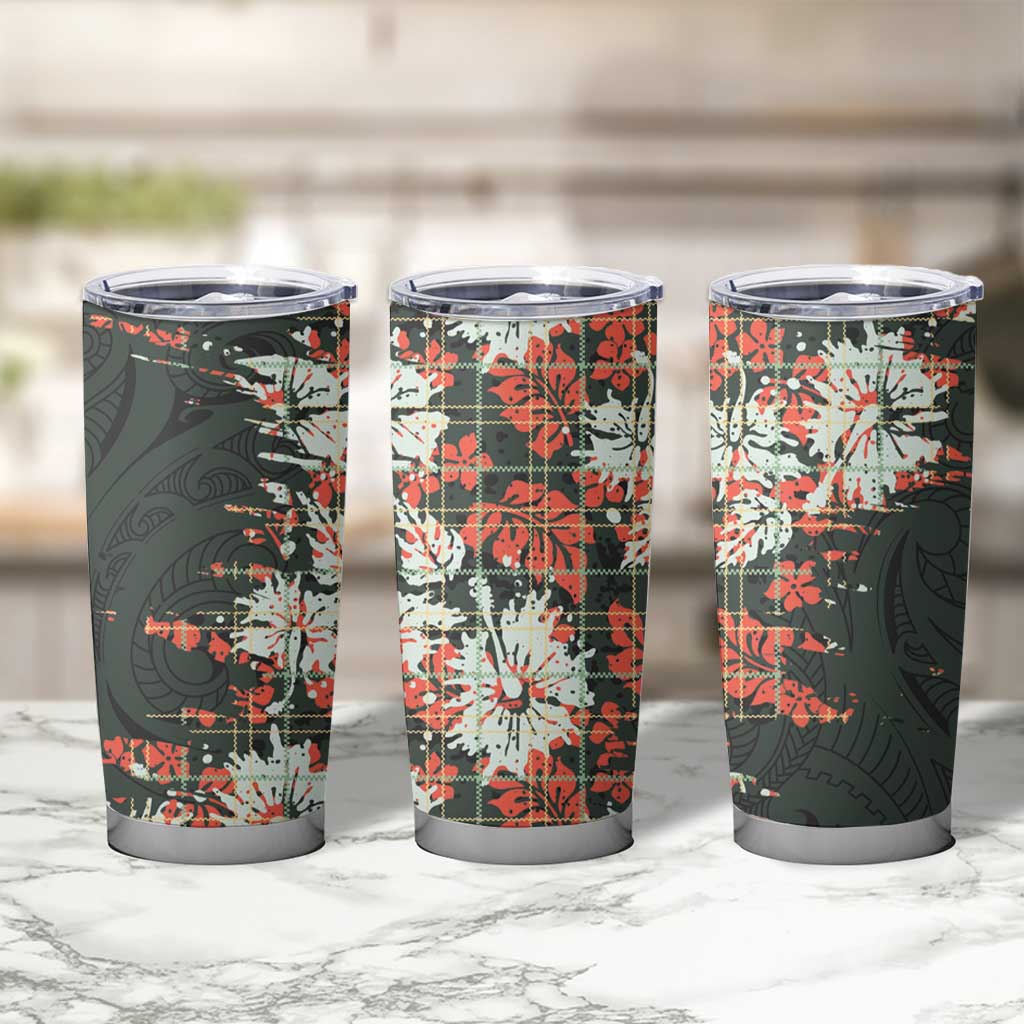 Hawaii Tartan With Hibiscus Tumbler Cup Polynesian Pattern Vintage LT9 - Polynesian Pride