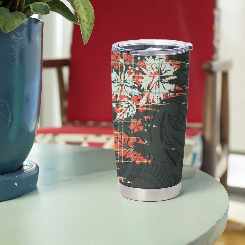 Hawaii Tartan With Hibiscus Tumbler Cup Polynesian Pattern Vintage LT9 - Polynesian Pride