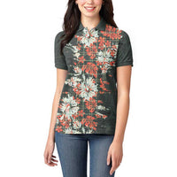 Hawaii Tartan With Hibiscus Women Polo Shirt Polynesian Pattern Vintage LT9 - Polynesian Pride