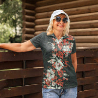 Hawaii Tartan With Hibiscus Women Polo Shirt Polynesian Pattern Vintage LT9 - Polynesian Pride