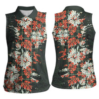 Hawaii Tartan With Hibiscus Women Sleeveless Polo Shirt Polynesian Pattern Vintage LT9 - Polynesian Pride