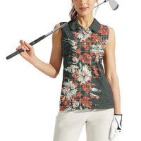 Hawaii Tartan With Hibiscus Women Sleeveless Polo Shirt Polynesian Pattern Vintage LT9 - Polynesian Pride