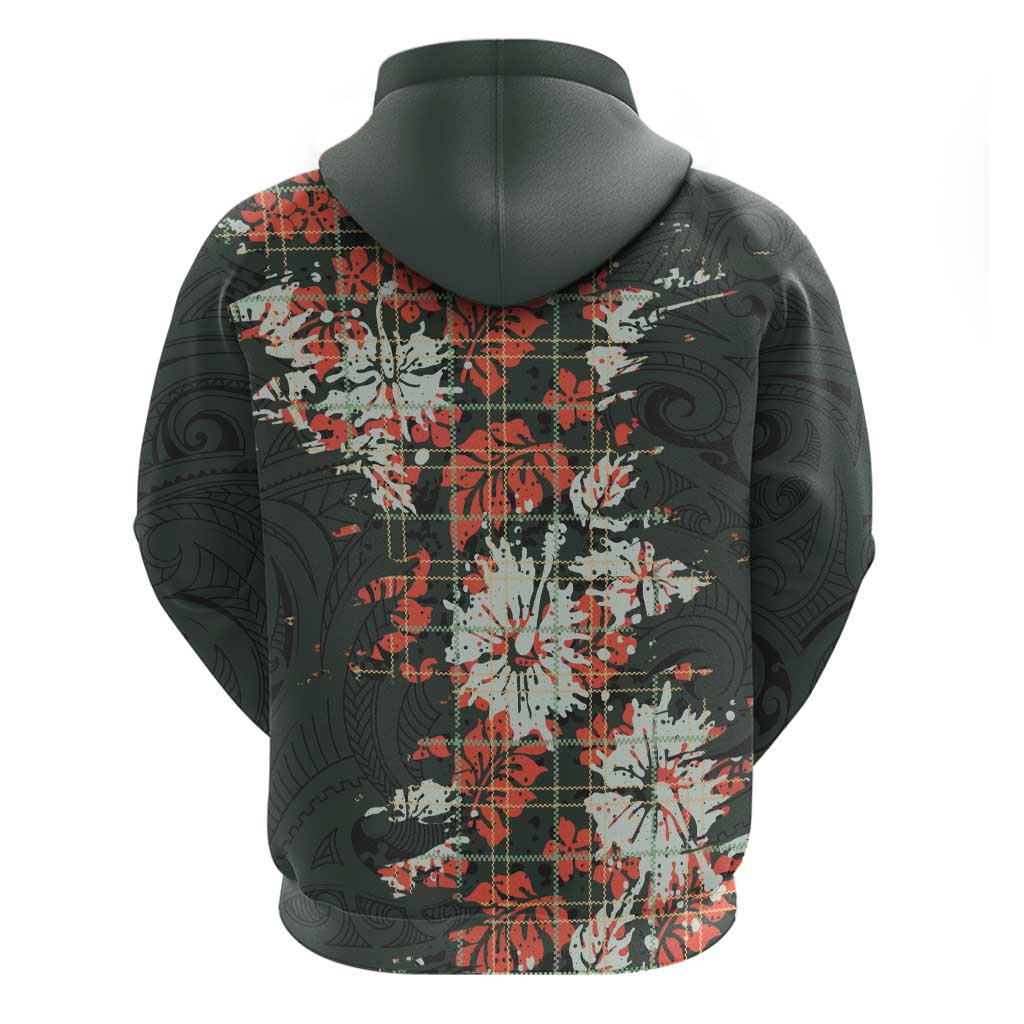 Hawaii Tartan With Hibiscus Zip Hoodie Polynesian Pattern Vintage LT9 - Polynesian Pride
