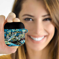 Japanese Hawaiian Crane AirPods Case Blue Tapa Patchwork Pattern LT9 - Polynesian Pride