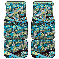 Japanese Hawaiian Crane Car Mats Blue Tapa Patchwork Pattern LT9 - Polynesian Pride
