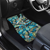 Japanese Hawaiian Crane Car Mats Blue Tapa Patchwork Pattern LT9 - Polynesian Pride