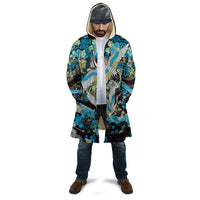 Japanese Hawaiian Crane Cloak Blue Tapa Patchwork Pattern LT9 - Polynesian Pride