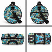 Japanese Hawaiian Crane Duffle Bag Blue Tapa Patchwork Pattern LT9 - Polynesian Pride