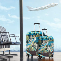 Japanese Hawaiian Crane Luggage Cover Blue Tapa Patchwork Pattern LT9 - Polynesian Pride