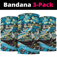 Japanese Hawaiian Crane Neck Gaiter Blue Tapa Patchwork Pattern LT9 package One Size: 25*50cm Blue - Polynesian Pride