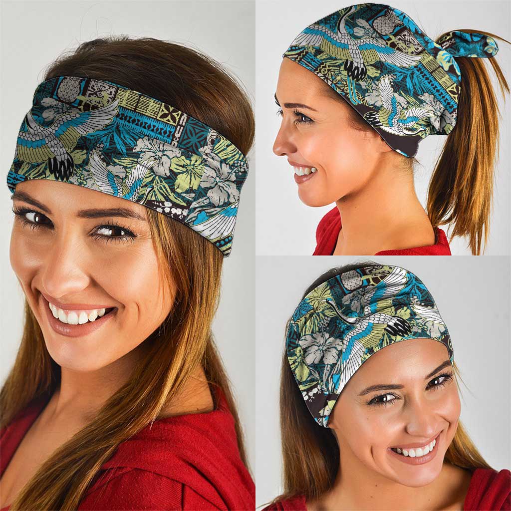 Japanese Hawaiian Crane Neck Gaiter Blue Tapa Patchwork Pattern LT9 - Polynesian Pride