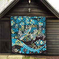 Japanese Hawaiian Crane Quilt Blue Tapa Patchwork Pattern LT9 - Polynesian Pride