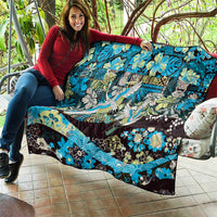 Japanese Hawaiian Crane Quilt Blue Tapa Patchwork Pattern LT9 - Polynesian Pride