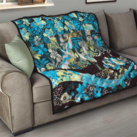 Japanese Hawaiian Crane Quilt Blue Tapa Patchwork Pattern LT9 - Polynesian Pride