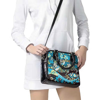 Japanese Hawaiian Crane Shoulder Handbag Blue Tapa Patchwork Pattern LT9 - Polynesian Pride