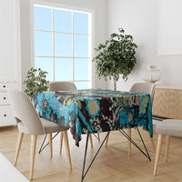 Japanese Hawaiian Crane Tablecloth Blue Tapa Patchwork Pattern