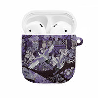 Japanese Hawaiian Crane AirPods Case Purple Tapa Patchwork Pattern