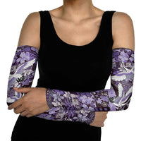 Japanese Hawaiian Crane Arm Sleeves Purple Tapa Patchwork Pattern LT9 - Polynesian Pride