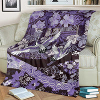 Japanese Hawaiian Crane Blanket Purple Tapa Patchwork Pattern LT9 - Polynesian Pride
