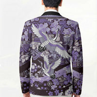 Japanese Hawaiian Crane Blazer Purple Tapa Patchwork Pattern LT9 - Polynesian Pride