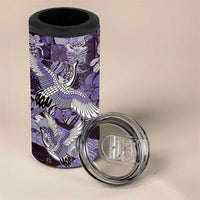 Japanese Hawaiian Crane 4 in 1 Can Cooler Tumbler Purple Tapa Patchwork Pattern LT9 - Polynesian Pride