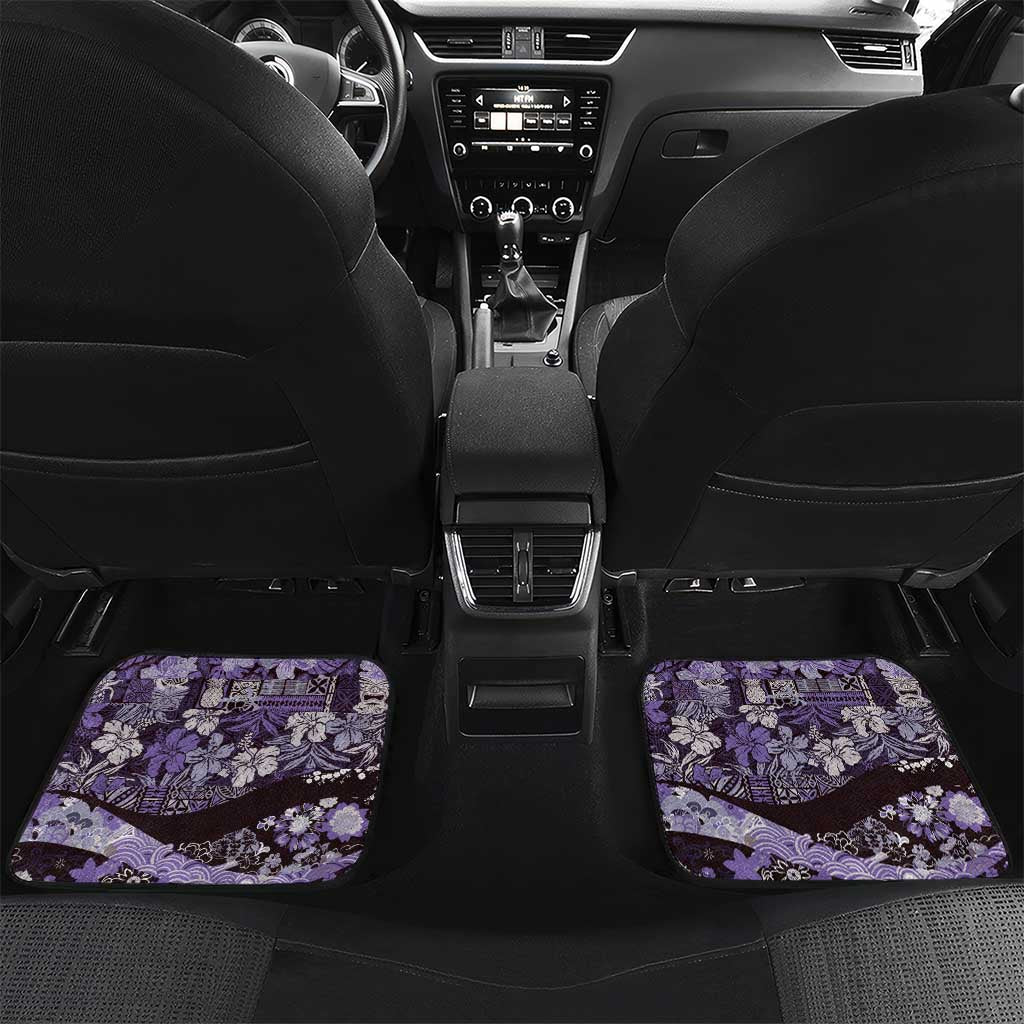 Japanese Hawaiian Crane Car Mats Purple Tapa Patchwork Pattern