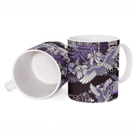 Japanese Hawaiian Crane Ceramic Mug Purple Tapa Patchwork Pattern LT9 - Polynesian Pride