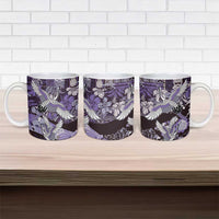 Japanese Hawaiian Crane Ceramic Mug Purple Tapa Patchwork Pattern LT9 - Polynesian Pride