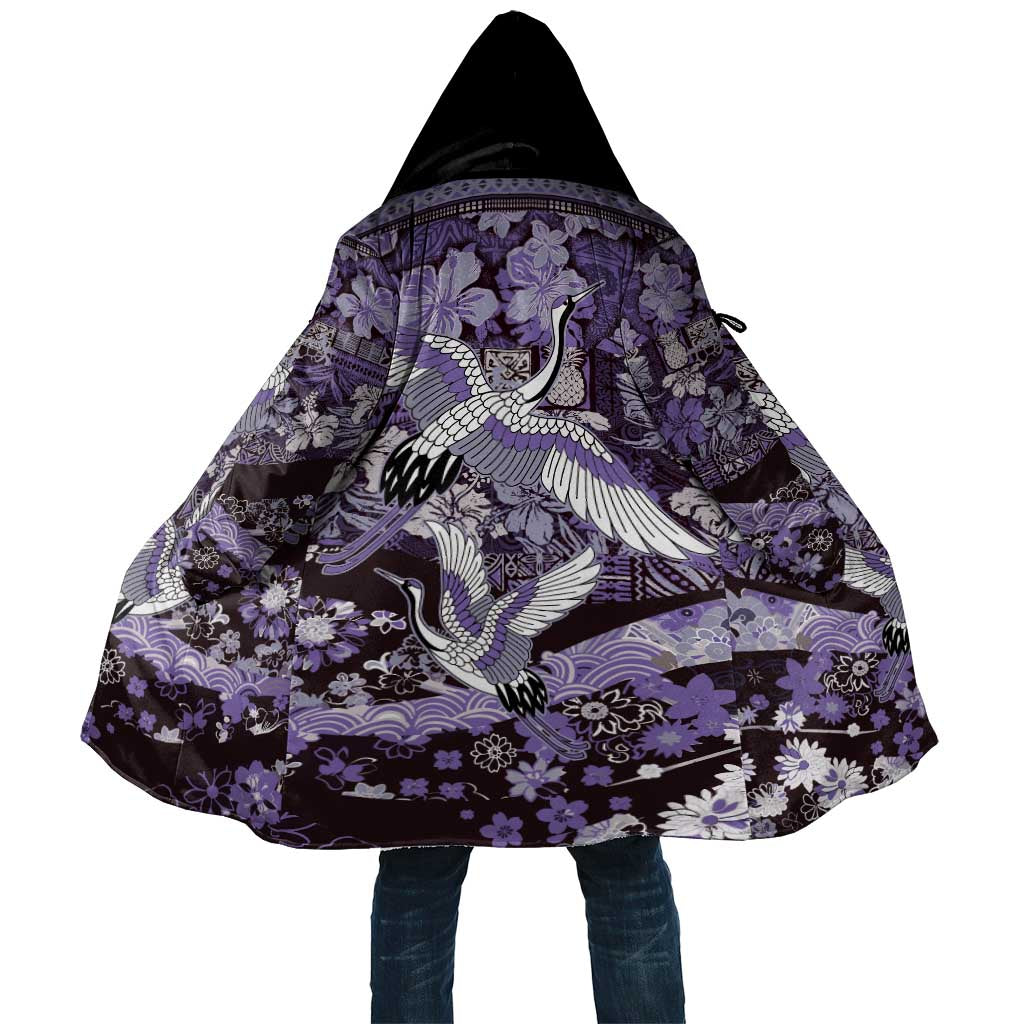 Japanese Hawaiian Crane Cloak Purple Tapa Patchwork Pattern LT9 Unisex Purple - Polynesian Pride