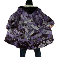Japanese Hawaiian Crane Cloak Purple Tapa Patchwork Pattern LT9 - Polynesian Pride
