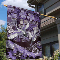 Japanese Hawaiian Crane Garden Flag Purple Tapa Patchwork Pattern