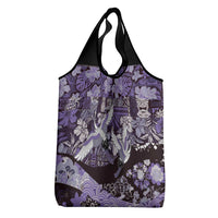 Japanese Hawaiian Crane Grocery Bag Purple Tapa Patchwork Pattern LT9 - Polynesian Pride