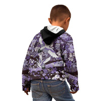 Japanese Hawaiian Crane Kid Hoodie Purple Tapa Patchwork Pattern LT9 - Polynesian Pride