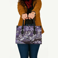 Japanese Hawaiian Crane Leather Bag Purple Tapa Patchwork Pattern LT9 - Polynesian Pride