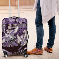 Japanese Hawaiian Crane Luggage Cover Purple Tapa Patchwork Pattern