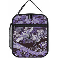 Japanese Hawaiian Crane Lunch Bag Purple Tapa Patchwork Pattern LT9 10.2 × 8.3 × 4.3 inch Blue - Polynesian Pride