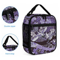 Japanese Hawaiian Crane Lunch Bag Purple Tapa Patchwork Pattern LT9 - Polynesian Pride