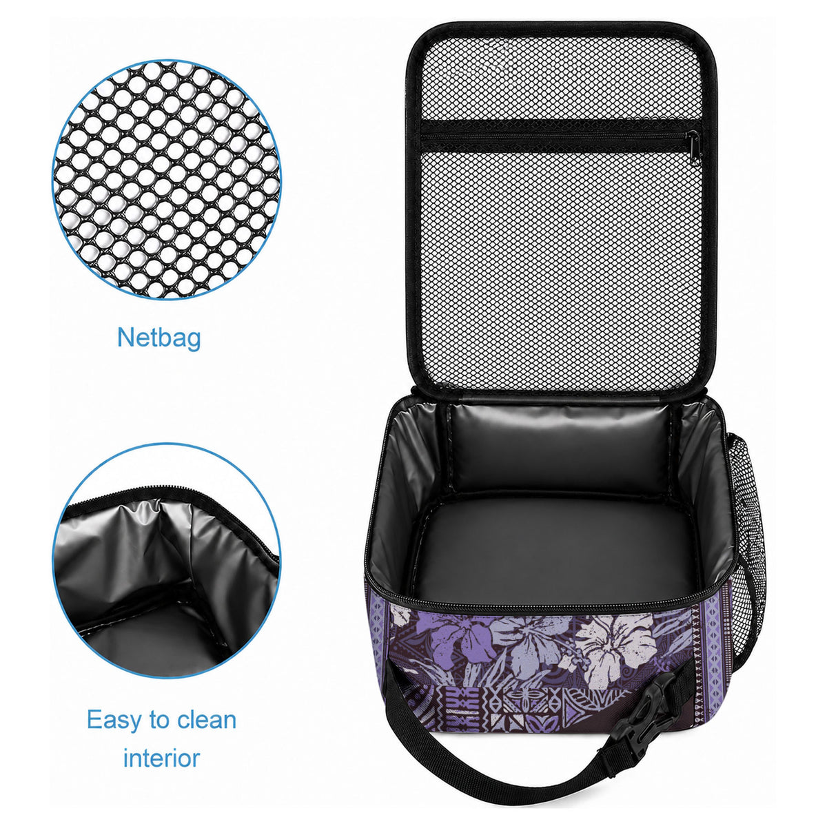 Japanese Hawaiian Crane Lunch Bag Purple Tapa Patchwork Pattern LT9 - Polynesian Pride