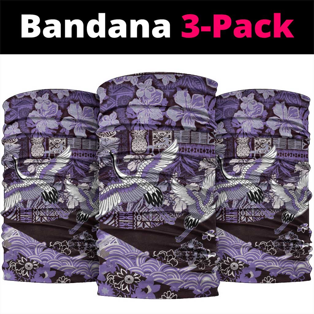 Japanese Hawaiian Crane Neck Gaiter Purple Tapa Patchwork Pattern LT9 package One Size: 25*50cm Purple - Polynesian Pride