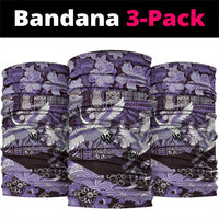 Japanese Hawaiian Crane Neck Gaiter Purple Tapa Patchwork Pattern LT9 package One Size: 25*50cm Purple - Polynesian Pride