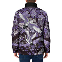 Japanese Hawaiian Crane Padded Jacket Purple Tapa Patchwork Pattern LT9 - Polynesian Pride