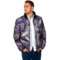 Japanese Hawaiian Crane Padded Jacket Purple Tapa Patchwork Pattern LT9 - Polynesian Pride