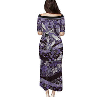 Japanese Hawaiian Crane Puletasi Purple Tapa Patchwork Pattern LT9 - Polynesian Pride